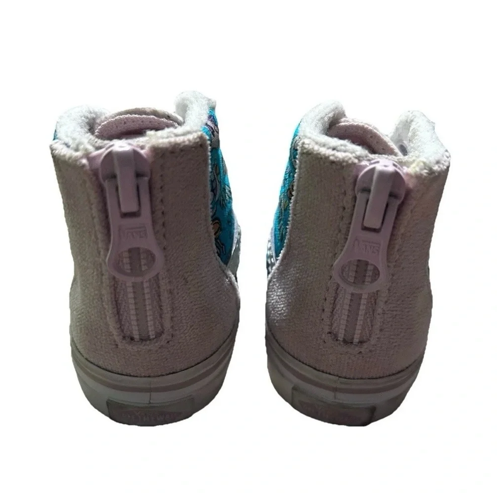 Toddler Girl Vans High Top Pink Sneakers Blue Ocean Design Size 4 - Picture 5 of 5